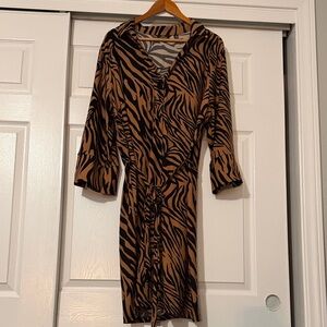 Mlle Gabrielle Brown and Black Long Sleeve Dress